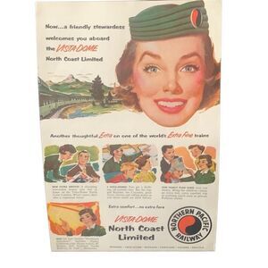 Vintage 1955 Northern Pacific North Coast Limited Vista-Dome Ad Advertisement